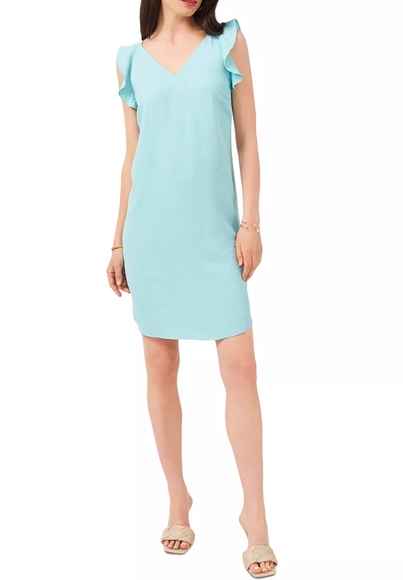 NWT Vince Camuto Flutter Shoulder Crinkle Twill Dress - Picture 1 of 5